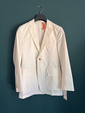 Van Laack Royal White/Cream Blazer Sport Coat — Dry Clean Only | As-Is